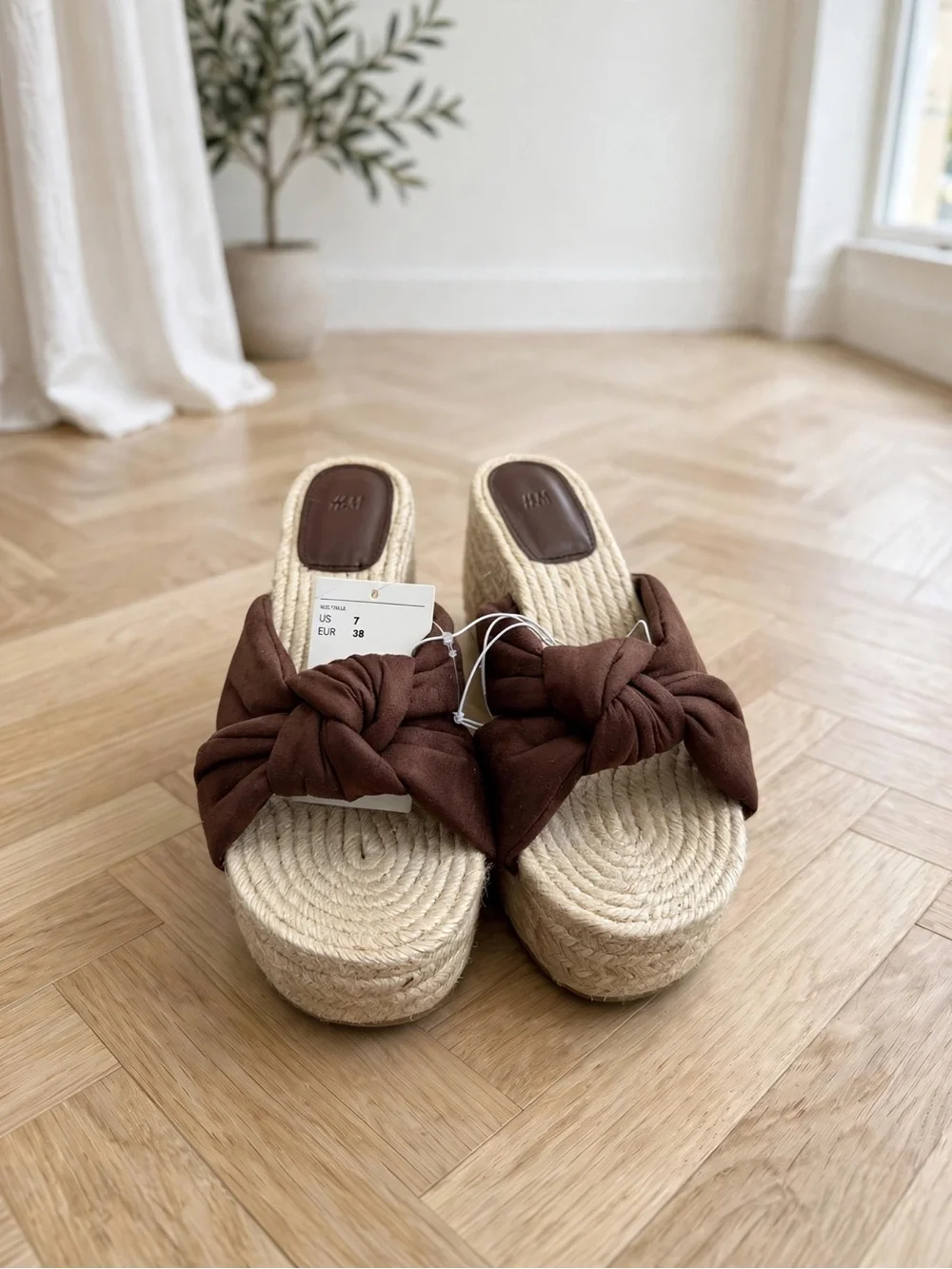 H&M Brown Knot Espadrille Platform Slide - Women